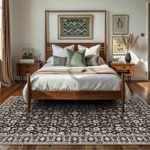 4x7 Rug for Living Room Bedroom Entryway Kitchen Soft Carpet Black - Image 2