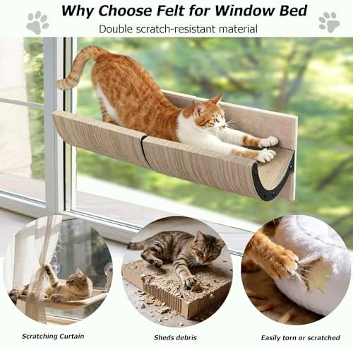 Cat Window Perch with Scratching Bed, Versatile Climbing Shelves Mounted by - Image 2
