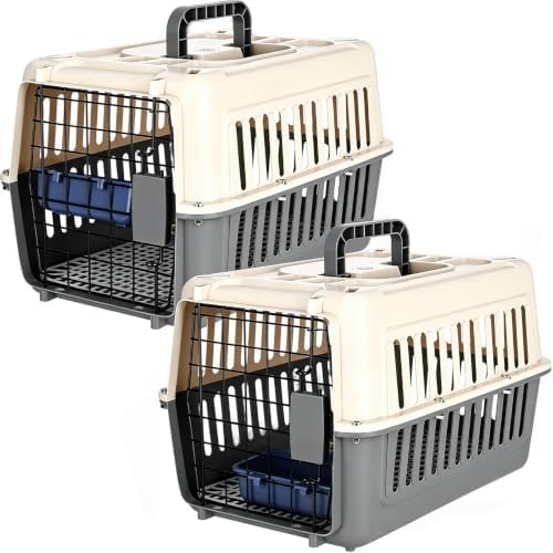 Hard Plastic Pet Carrier 2 Set Small Dogs and Cats Up to 13 lbs Hard-Sided Dog by Unknown
