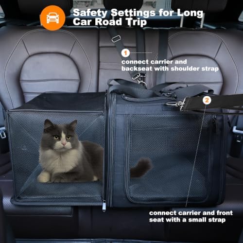pidipiti 20x14x14 Soft-Sided Expandable Large cat car Travel Carrier - Image 6