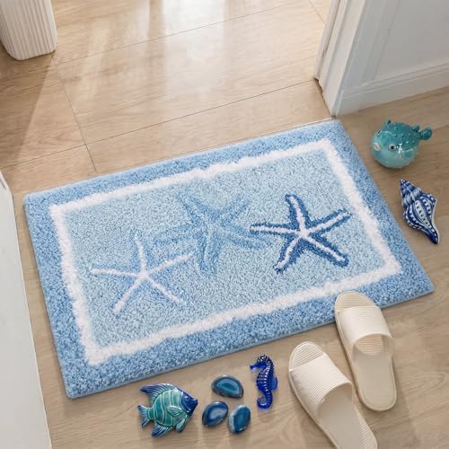 Boao Beach Bathroom Rug Bath Mat Starfish Non-Slip Soft 24 x16 Inches - Image 4