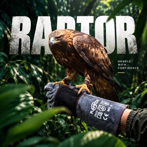 RAPICCA Animal Handling Gloves, Bite Proof Double Leather, 16 in Grey-Black - Image 4