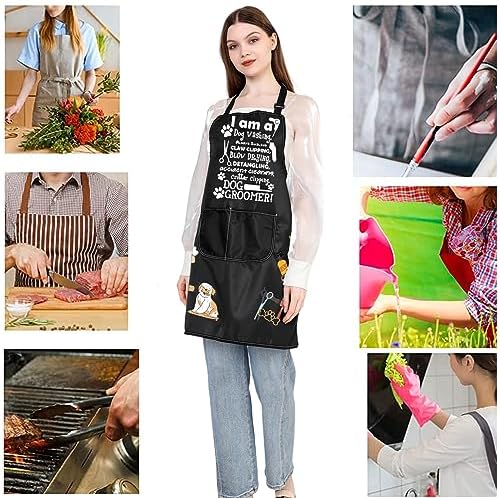 JXGZSO Dog Groomer Gifts Dog Groomer Apron Pet Grooming Apron Dog Hairdresser - Image 5