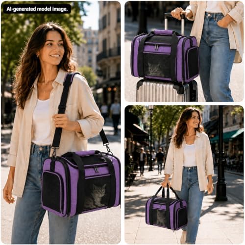 Large Pet Carrier for Cats and Small Dogs, Soft-Sided Travel Carrier - Image 4