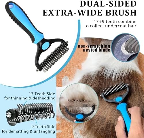 7PCS Dog Grooming Brush Kit for Shedding and Matted Fur, Self-Cleaning Slicker - Image 4