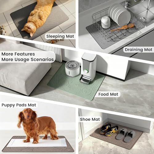 OHMO Large Cat Litter Mat 31.5x23.6" High Raised Edge Silicone, Sage Green - Image 6
