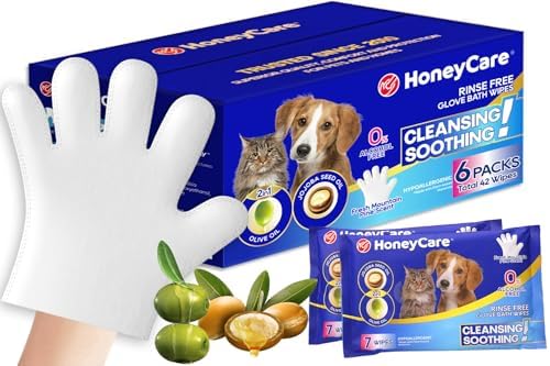 HONEY CARE All-Absorb Disposable Pet Grooming Gloves Wipes by HoneyCare