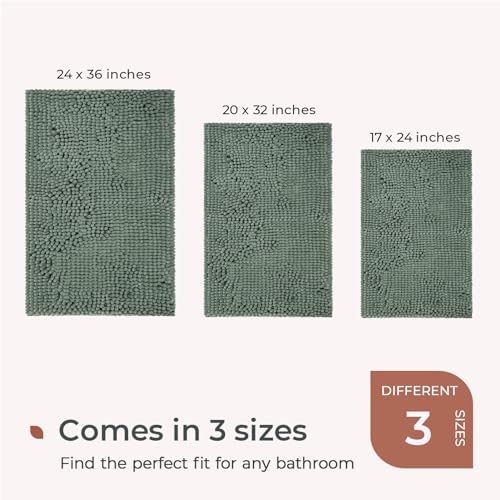 FRESHMINT Large Chenille Bathroom Rugs Mat 36"x24", Non-Slip Bath Mat - Image 6