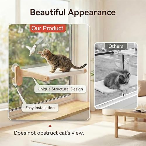 Cat Window Perch with Bird Feeder, Suction Cup Window Cat Bed - Image 4