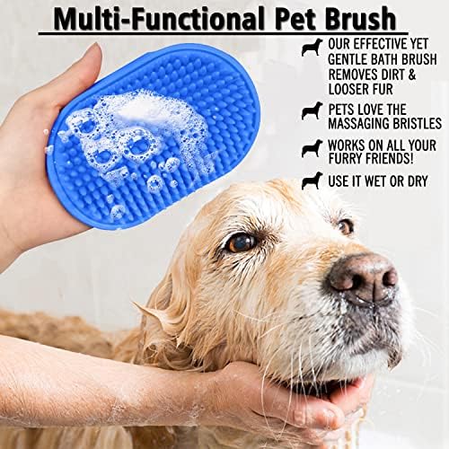 Dog Grooming Brush, Pet Shampoo Bath Brush Shedding Soothing Massage Rubber Comb - Image 5