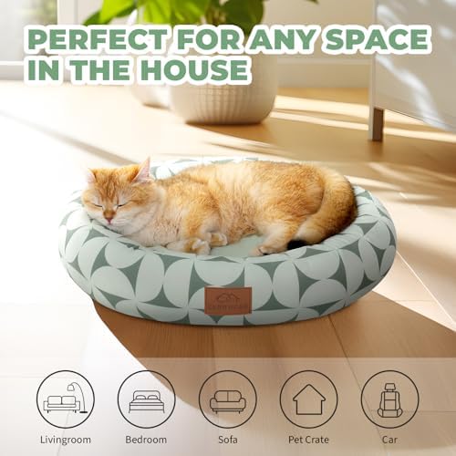 Zerbuger 20in Green Pattern Round Dog Bed Sofa - Image 5