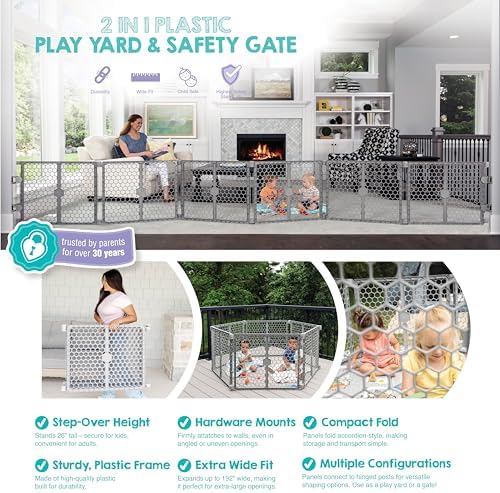 Regalo Safety 192" Plastic 2-in-1 Super Wide Baby Gate & Play Yard - Image 4