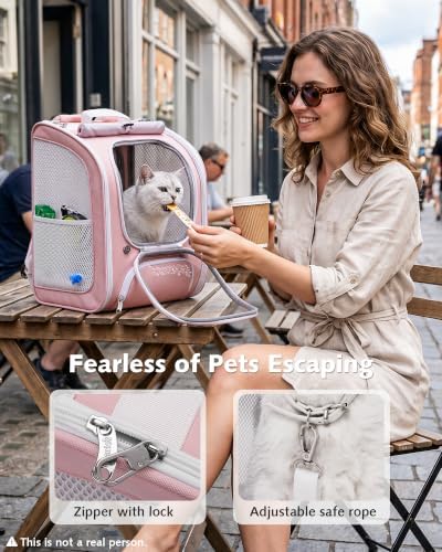 Pecute Cat Backpack Carrier, Cat Bubble, 12.6" L x 10.2" W x 16.5" H - Image 7