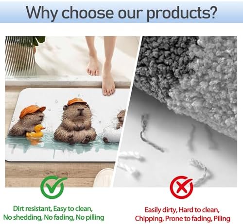 Cute Capybaras Swim Bath Mat 29.5"x17", Slim Low-Profile Fast Drying Super - Image 4