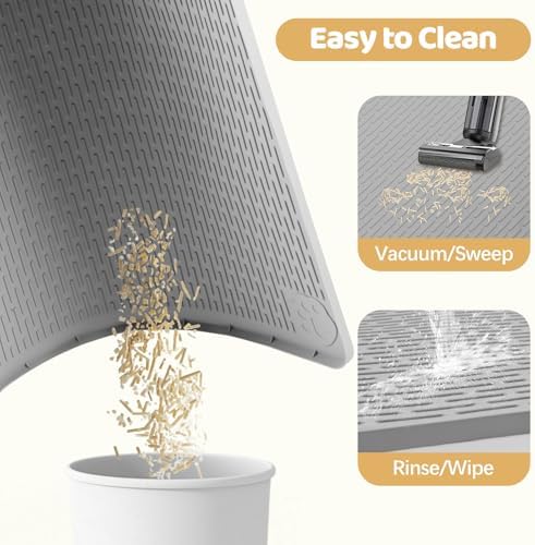 Silicone Cat Litter Mat for Litter Box 57”x40” Large Cat Mat, Light Grey - Image 5