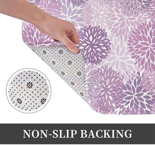 Purple Chrysanthemum Flowers Bath Mat 24x16 Inch Non-Slip Soft Microfiber - Image 4