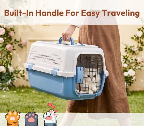 Dog & Cat Hard Carrier, 23IN Two-Door Plastic Pet Kennel - Image 6