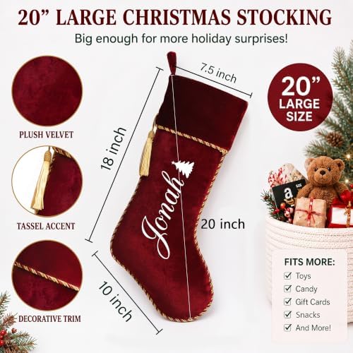 Personalized Christmas Stockings with Names 6 Pack, Velvet - Image 6