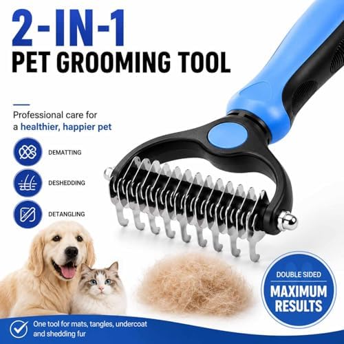 2-in-1 Pet Grooming Tool for Dogs & Cats, Double Sided Dematting Brush Set - Image 2