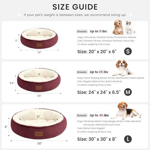 Love's cabin Round Donut Cat and Dog Cushion Bed, 20in Pet Bed - Image 3