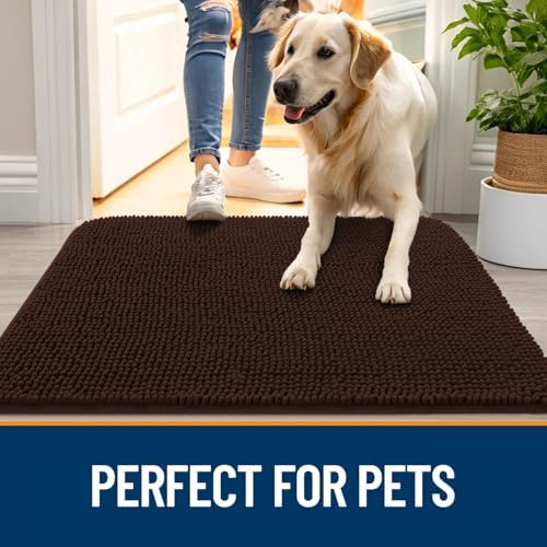 OLANLY Dog Door Mat for Muddy Paws 59x35, Super Absorbent Chenille Mud Mat - Image 6