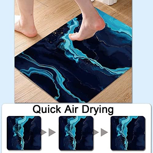 Bath Mat Rug, Deep Blue Gold Marble Non Slip Quick Dry Super Absorbent Thin - Image 4