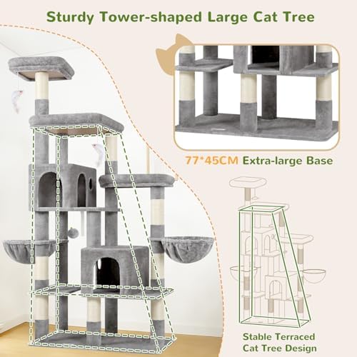 Globlazer 74in Large Sturdy Cat Tree - Image 5