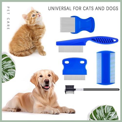 5 Pack Flea Lice Comb, Stainless Steel Dog Cat Grooming Combs - Image 7