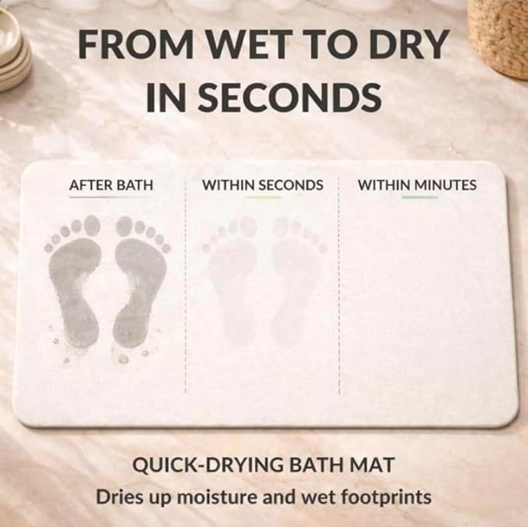 Stone Bath Mat – Diatomaceous Earth Quick Drying Non-Slip Bathroom Mat – - Image 5