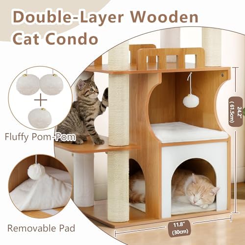 Gitelsnour Modern Cat Tree Tower, 2-Layer Condo & Perch, Big Hammock 102WB - Image 2