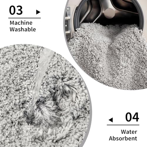 Disolla Toilet Rug 22x24 Gray, Non-Slip Soft Toilet Mat U-Shaped Washable - Image 5