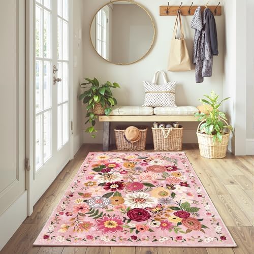 Pink Garden Floral Area Rug 3x5 - Image 2