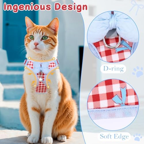 Cat Harness and Leash Set, Escape Proof Soft Vest Walk Red Small - Image 3