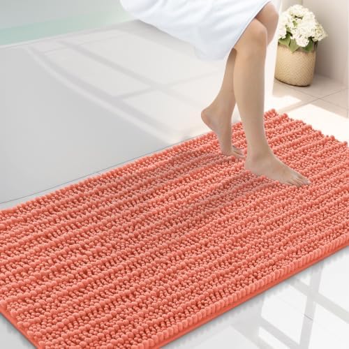 Smiry Bathroom Rugs 44X24, Extra Soft Rubber Backing Chenille Bath Mats by Smiry