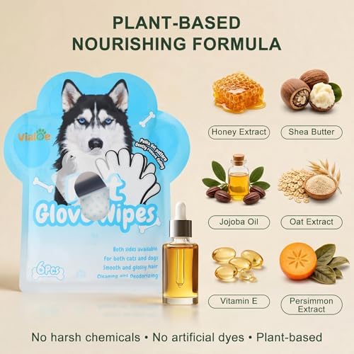 4-in-1 Pet Grooming Glove Wipes – Deshedding, Massage & Coat Care – Removes - Image 2