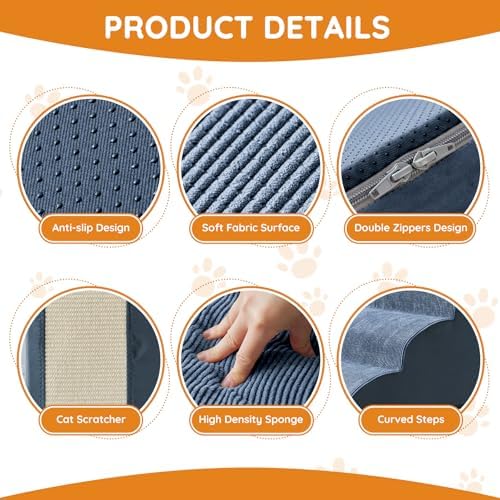 Ahpmeoa Dog Stairs for Small Dogs 19.7" H, Dog Ramp for Bed - Image 3