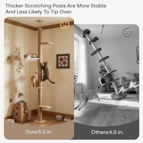 Floor to Ceiling Cat Tree, 5 Tier Adjustable Height Climbing Tower - Image 5