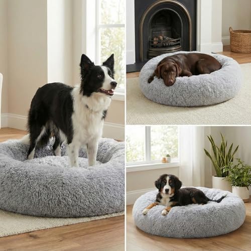Calming Donut Dog Bed – Faux Fur Anti-Anxiety Pet Bed - Image 4