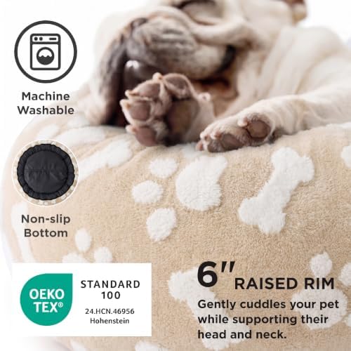 LE SURE Shown on TV Jacquard Donut Cute Cat Beds Indoor, Sand 20x20x6in - Image 3