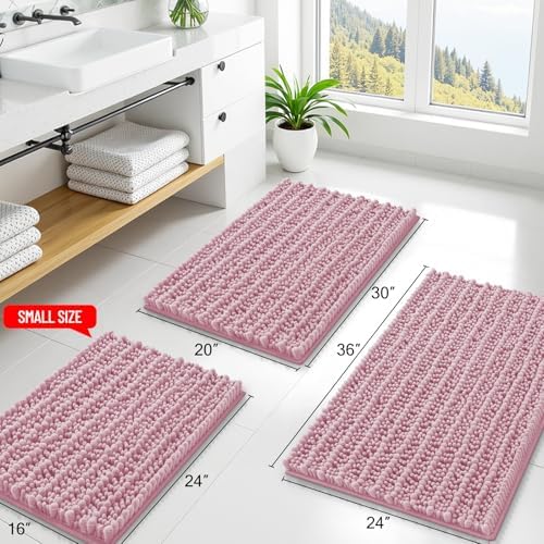 Smiry Bathroom Rugs 36X24, Extra Soft Rubber Backing Chenille Bath Mats - Image 2