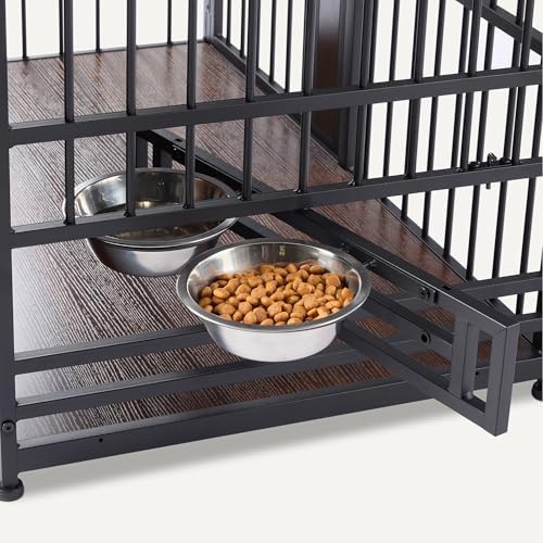 Amazon Basics Furniture Style Dog Crate, Sturdy Wooden Pet Kennel, Two Bowls - Image 3