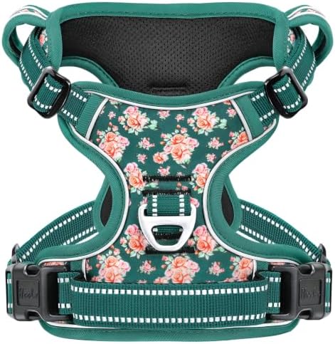 HEELE Dog Harness, Reflective, No Pull No Choke, Flower Grass Green by HEELE