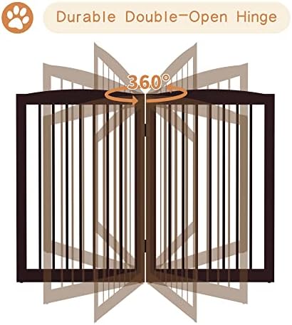 PUPETPO Freestanding Pet Gate for Dogs, Indoor Wooden Foldable Dog Gate for - Image 6