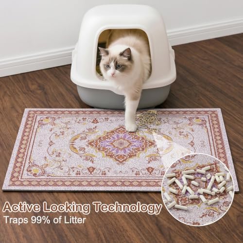 Glittme Cat Litter Mat with Non-Slip Bottom Litter Box Mat 40"X30" Litter - Image 2