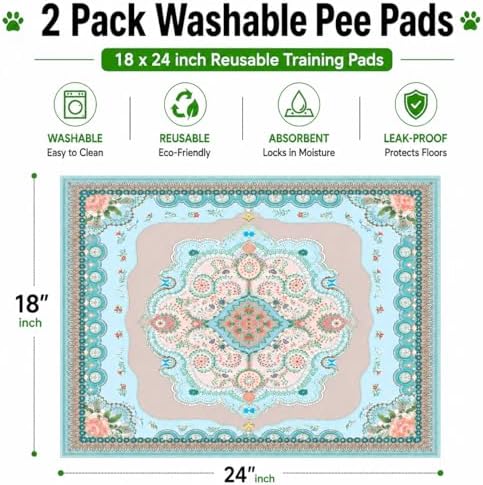 Washable Pee Pads for Dogs, 2 Pack Reusable Puppy Training Pads - Image 2