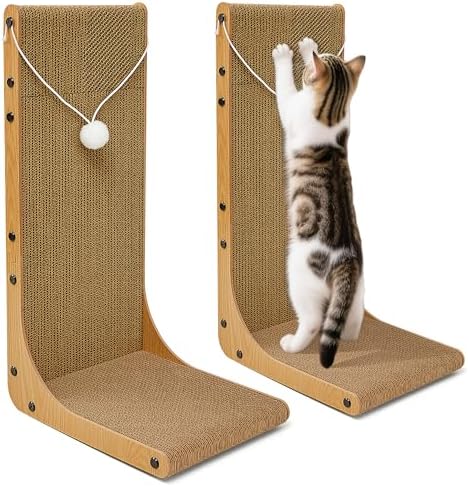 Value 2-Pack 23.6 Inch L-Shaped Cardboard Cat Scratcher, Dual Use Scratch Pad by Unknown