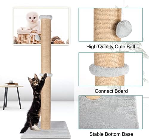 FluffyDream 37'' Cat Scratching Post, Natural Sisal Rope Scratcher - Image 2