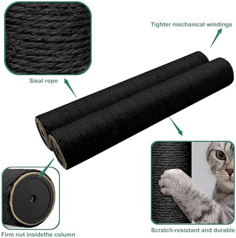 2PCS Gothic Cat Tree Replacement Post, 15.7in M8 Sisal Scratching Pole - Image 3