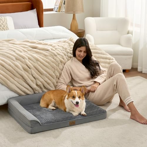 COZY KISS Orthopedic Dog Bed for Medium Small Size Dogs, L Shaped 30x20 in - Image 4