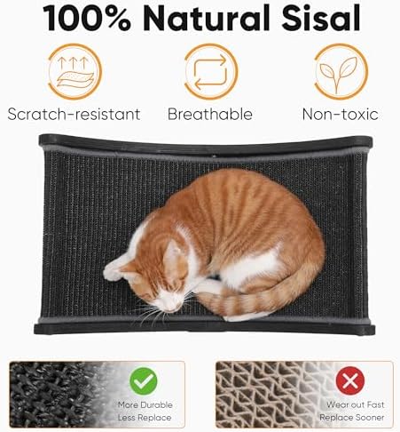 FUKUMARU Extra Large Sisal Cat Scratcher Bed Indoor Sturdy Wood Scratch Bed - Image 3